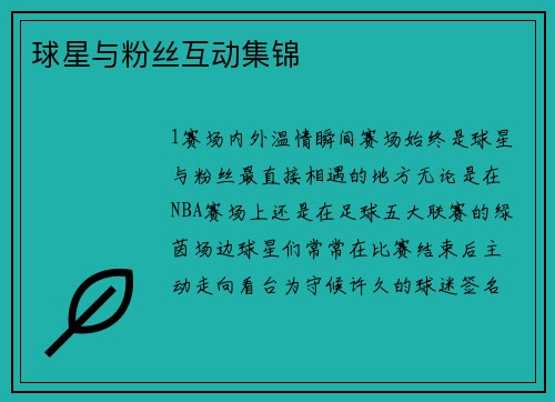 球星与粉丝互动集锦